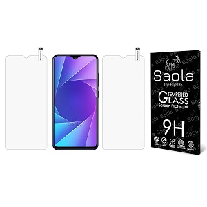 saola crystal clear screen protector for vivo y90  9h tempered glass smooth touch full coverage case friendly 2-step installation kit  quick amp easy application pack of 2