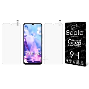 saola crystal clear screen protector for vivo y28 5g  9h tempered glass smooth touch full coverage case friendly 2-step installation kit  quick amp easy application pack of 2