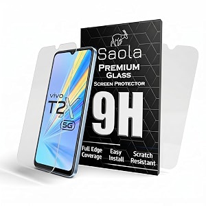 saola crystal clear screen protector for vivo t2x 5g  9h tempered glass smooth touch full coverage case friendly 2-step installation kit  quick amp easy application pack of 2