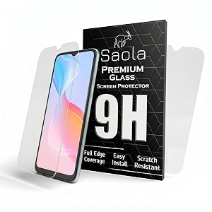 saola crystal clear screen protector for vivo y21e  9h tempered glass smooth touch full coverage case friendly 2-step installation kit  quick amp easy application pack of 2
