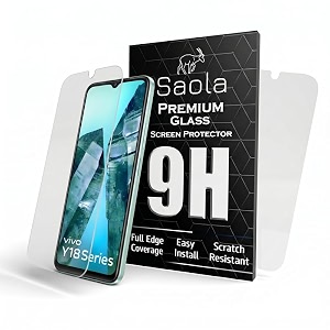 saola crystal clear screen protector for vivo y18i  9h tempered glass smooth touch full coverage case friendly 2-step installation kit  quick amp easy application pack of 2