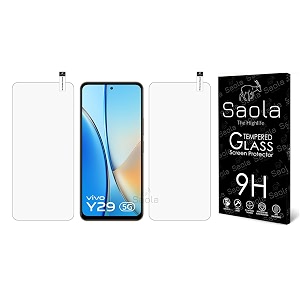 saola crystal clear screen protector for vivo y29 5g  9h tempered glass smooth touch full coverage case friendly 2-step installation kit  quick amp easy application pack of 2