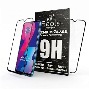 saola crystal clear screen protector for vivo y93  9h tempered glass smooth touch full coverage case friendly 2-step installation kit  quick amp easy application pack of 2