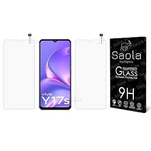 saola crystal clear screen protector for vivo y17s  9h tempered glass smooth touch full coverage case friendly 2-step installation kit  quick amp easy application pack of 2