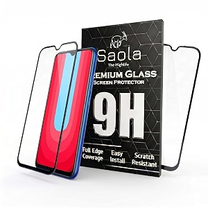 saola crystal clear screen protector for vivo u 20  9h tempered glass smooth touch full coverage case friendly 2-step installation kit  quick amp easy application pack of 2