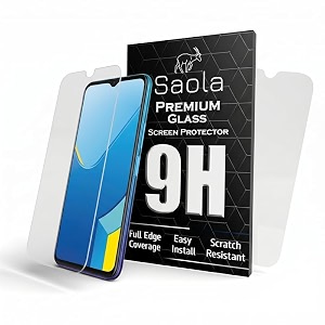 saola crystal clear screen protector for vivo y20  9h tempered glass smooth touch full coverage case friendly 2-step installation kit  quick amp easy application pack of 2
