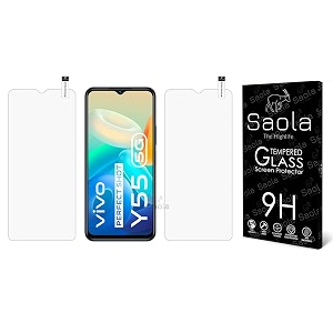 saola crystal clear screen protector for vivo y55  9h tempered glass smooth touch full coverage case friendly 2-step installation kit  quick amp easy application pack of 2