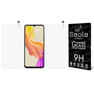 saola crystal clear screen protector for vivo y18e  9h tempered glass smooth touch full coverage case friendly 2-step installation kit  quick amp easy application pack of 2