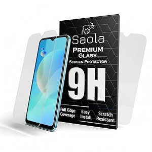 saola crystal clear screen protector for vivo y02s  9h tempered glass smooth touch full coverage case friendly 2-step installation kit  quick amp easy application pack of 2
