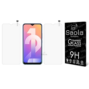 saola crystal clear screen protector for vivo y12  9h tempered glass smooth touch full coverage case friendly 2-step installation kit  quick amp easy application pack of 2