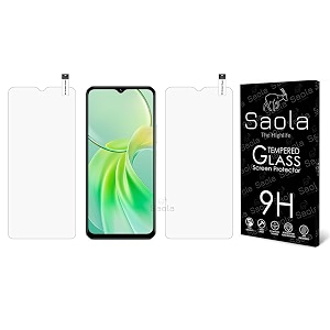saola crystal clear screen protector for vivo y28e 5g  9h tempered glass smooth touch full coverage case friendly 2-step installation kit  quick amp easy application pack of 2