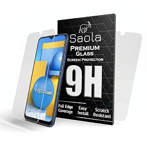 saola crystal clear screen protector for vivo y51a  9h tempered glass smooth touch full coverage case friendly 2-step installation kit  quick amp easy application pack of 2