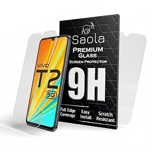 saola crystal clear screen protector for vivo t2 5g  9h tempered glass smooth touch full coverage case friendly 2-step installation kit  quick amp easy application pack of 2