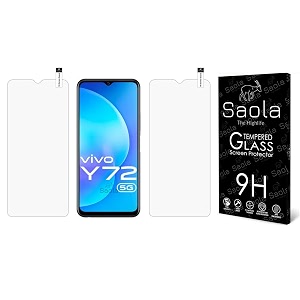 saola crystal clear screen protector for vivo y72 5g  9h tempered glass smooth touch full coverage case friendly 2-step installation kit  quick amp easy application pack of 2