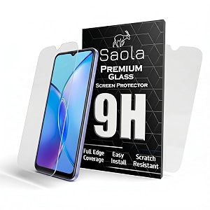 saola crystal clear screen protector for vivo y33t  9h tempered glass smooth touch full coverage case friendly 2-step installation kit  quick amp easy application pack of 2
