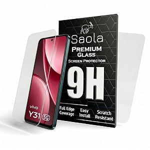 saola crystal clear screen protector for vivo y31  9h tempered glass smooth touch full coverage case friendly 2-step installation kit  quick amp easy application pack of 2