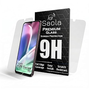 saola crystal clear screen protector for vivo y28s  9h tempered glass smooth touch full coverage case friendly 2-step installation kit  quick amp easy application pack of 2