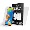 Saola Crystal Clear Screen Protector for Vivo Y15S | 9H Tempered Glass, Smooth Touch, Full Coverage, Case Friendly, 2-Step Installation Kit | Quick &amp; Easy Application (Pack of 2)