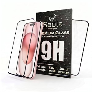 saola hd oleophobic tempered glass for apple iphone 15 plus pack of 1 with hassle-less installation kit full screen coverage 67 inch