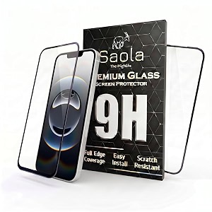 saola hd oleophobic tempered glass for apple iphone 16e pack of 2 with hassle-less installation kit full screen coverage 61 inch