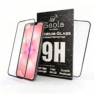 saola hd oleophobic tempered glass for apple iphone 17e pack of 2 with hassle-less installation kit full screen coverage 61 inch