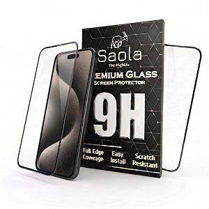 saola hd oleophobic tempered glass for apple iphone 15 pro pack of 1 with hassle-less installation kit full screen coverage 61 inch