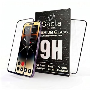 saola hd oleophobic tempered glass for apple iphone 14 pro max pack of 2 with hassle-less installation kit full screen coverage 67 inch