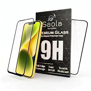saola hd oleophobic tempered glass for apple iphone 14 plus pack of 2 with hassle-less installation kit full screen coverage 67 inch