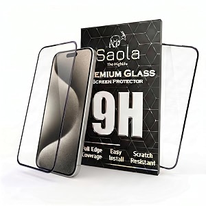saola hd oleophobic tempered glass for apple iphone 15 pro max pack of 1 with hassle-less installation kit full screen coverage 67 inch