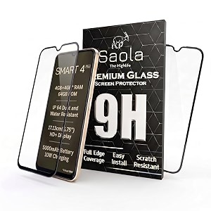 saola hd oleophobic tempered glass for lava smart 4 plus pack of 2 with hassle-less installation kit full screen coverage 675 inch