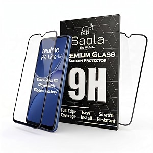 saola hd oleophobic tempered glass for realme p4 lite 5g pack of 1 with hassle-less installation kit full screen coverage 68 inch