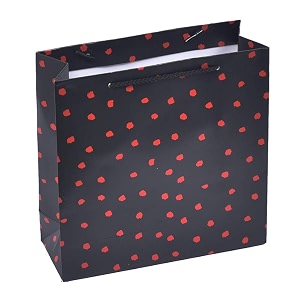 sapco gift paper bag black crimson polka made out of premium thick card perfect for gifting festivals occasions 8x8x3-inchsmall