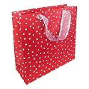 Sapco Gift Paper Bag, Premium Thick Card "Red White Polka" - Small (Pack of 10) (8 x 8 x 3 Inch) - Perfect for Gifting, Birthdays, Festivals and Occasions