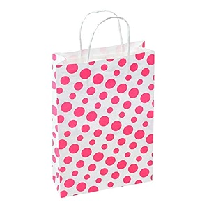 sapco paper bag polka dot carry bag gift for marriage birthday holiday pack of 10 pink