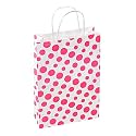 Sapco paper bag Polka Dot Carry bag gift for Marriage, Birthday, Holiday Pack of 10 (Pink)