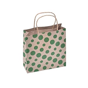 sapco polka dot gift paper bag shopping bag pack of 10 8x8x3-inch green