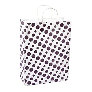 sapco polka dot gift paper bag packing carry bag pack of 10 lavender 12x16x5-inch-large