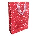Sapco Red White Polka Gift Paper Bag Medium (Pack of 10) (9 x 13 x 3.5 Inch)