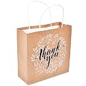 Sapco Thank You Brown Kraft Paper Gift Bags with Handles Pack of 10 | 8 x 8 x 3 Inch | Eco Friendly Reusable Paper Carry Bags for Gifts Shopping Boutique Bakery Retail Packaging
