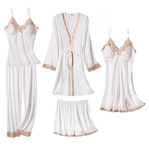 SAPJON Silk Pajamas for Women 5PCS Lace