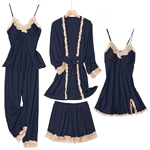 SAPJON Silk Pajamas for Women 5PCS Lace