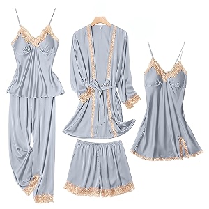 SAPJON Silk Pajamas for Women 5PCS Lace