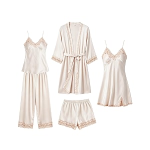 SAPJON Silk Pajamas for Women 5PCS Lace