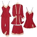 SAPJON Silk Pajamas for Women 5PCS Lace
