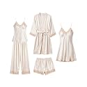 SAPJON Silk Pajamas for Women 5PCS Lace