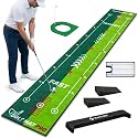 SAPLIZE Golf Putting Mat with Alignment Mirror, Two-Speed Golf Practice Mat, 20 in x 10 ft Indoor Outdoor Putting Green with Anti-Slip Backing