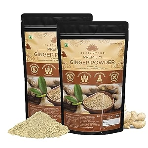 saptamveda premium ginger powder 300gm150 x pack of 2 for tea  dry ginger adrak powder  organic taste and aromatic flavor for cooking baking amp tea  dried sukha adrak antioxidant