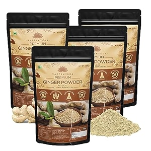 saptamveda premium ginger powder 600gm150 x pack of 4 for tea  dry ginger adrak powder  organic taste and aromatic flavor for cooking baking amp tea  dried sukha adrak antioxidant