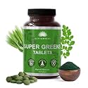 SAPTAMVEDA Premium Supergreen 120 Tablets | Natural Multivitamin |Contains Moringa, Wheatgrass, Spirulina &amp; Barely Grass