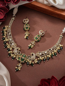 SARAF RS JEWELLERY Brass Gold-plated Green Jewellery